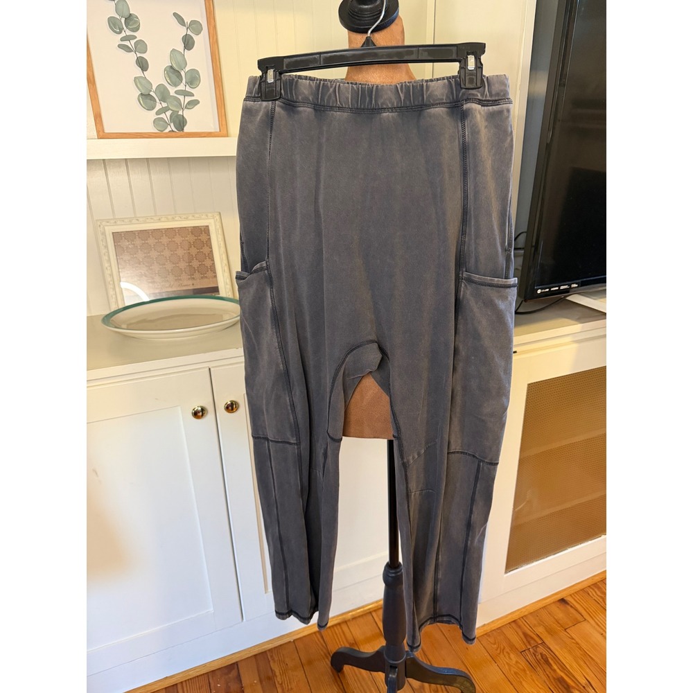 Free People Movement Hot Shot Harem Joggers Charcoal Grey Acid Wash Pants Large